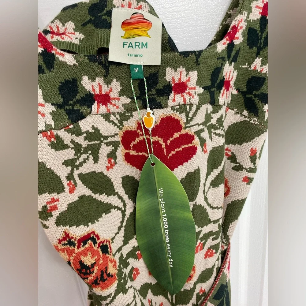 NWT - FARM Rio Multicolor Floral Knit Midi Dress - Picture 5 of 7
